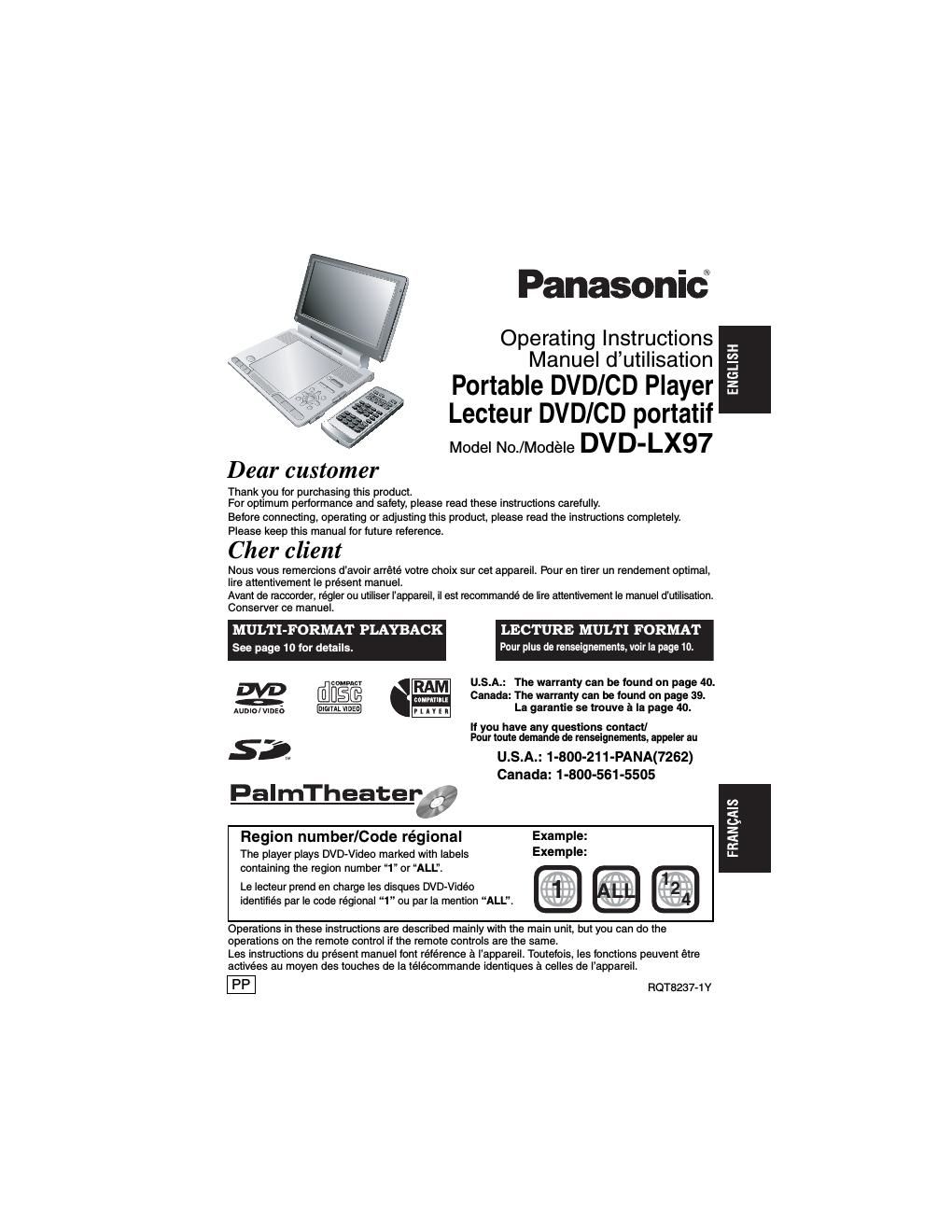 panasonic dvd lx 97 owners manual