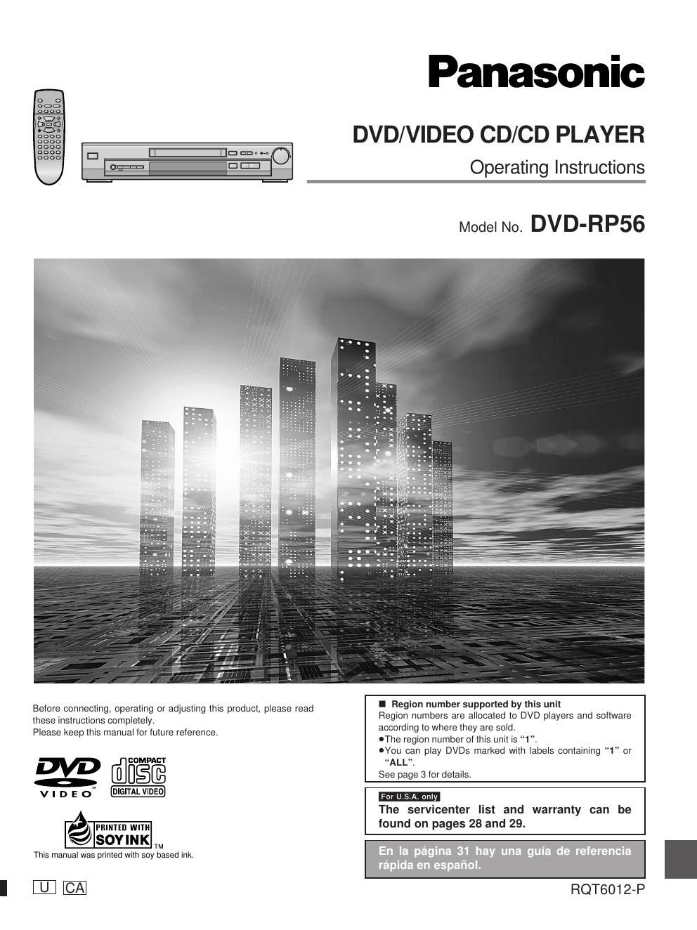 panasonic dvd rp 56 owners manual