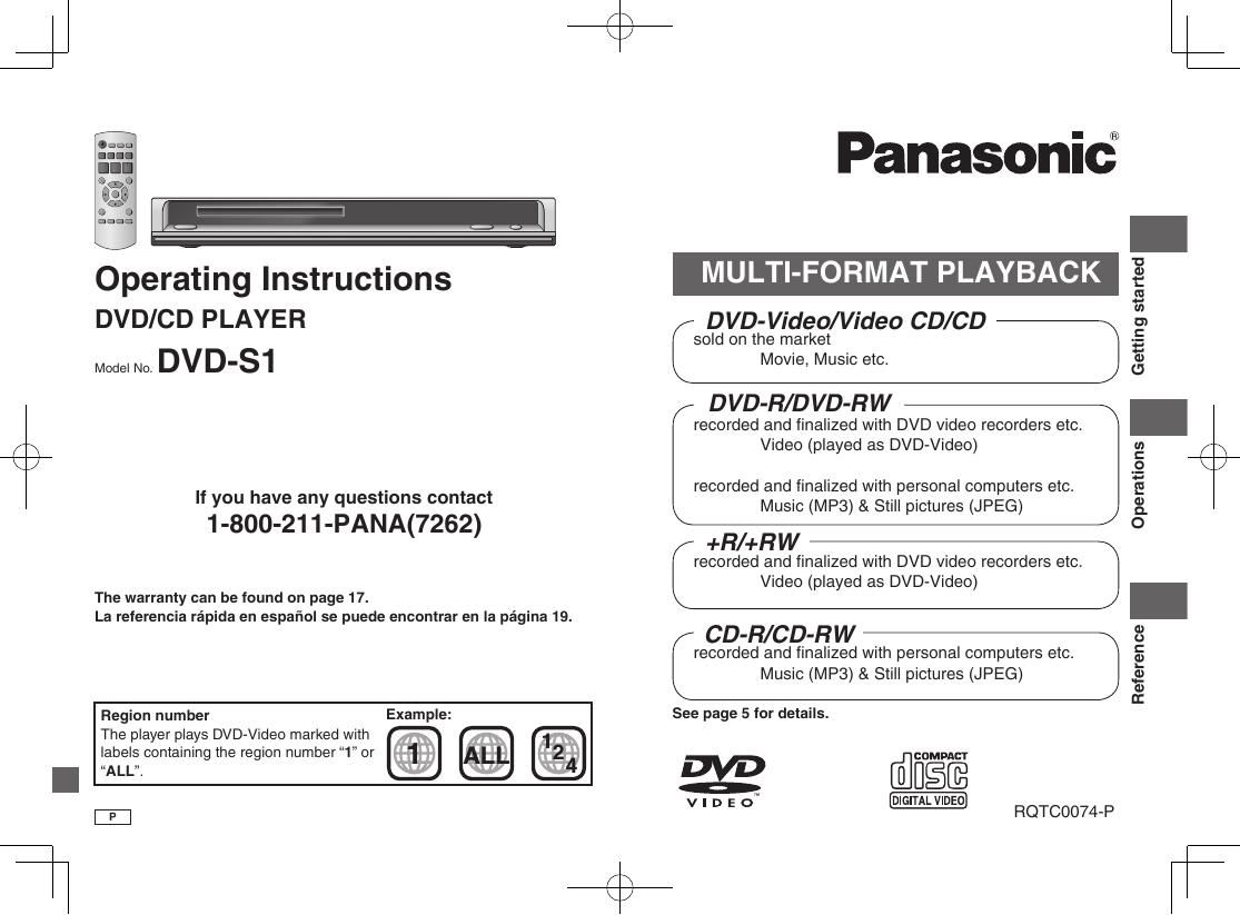 panasonic dvd s 1 owners manual