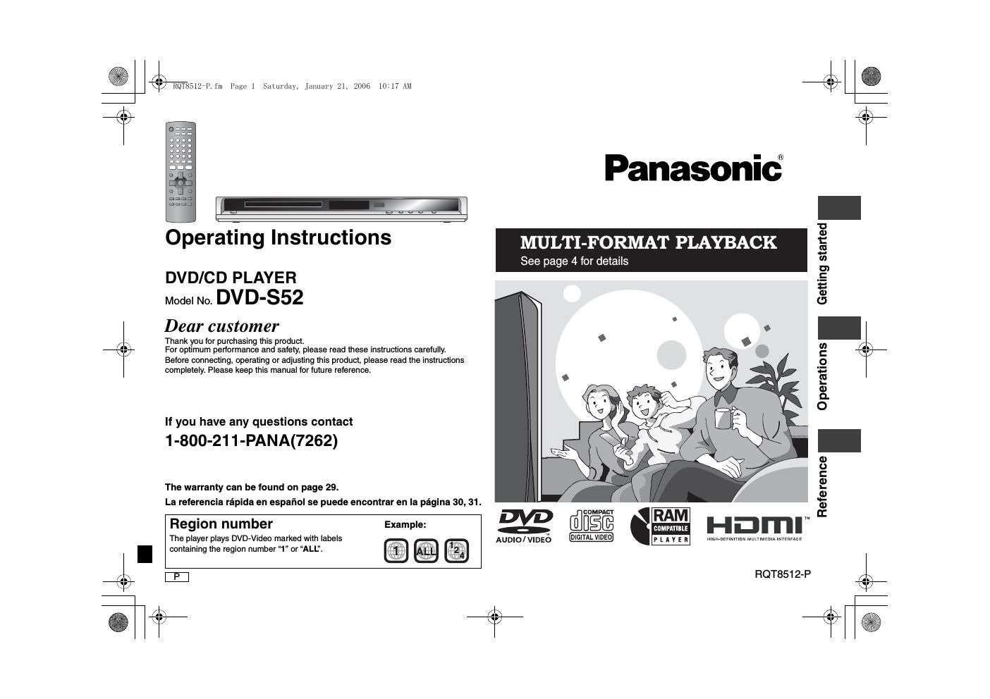 panasonic dvd s 52 owners manual