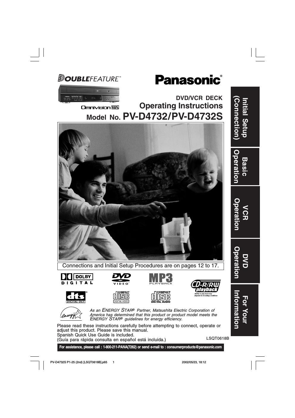 panasonic pv d 4732 owners manual