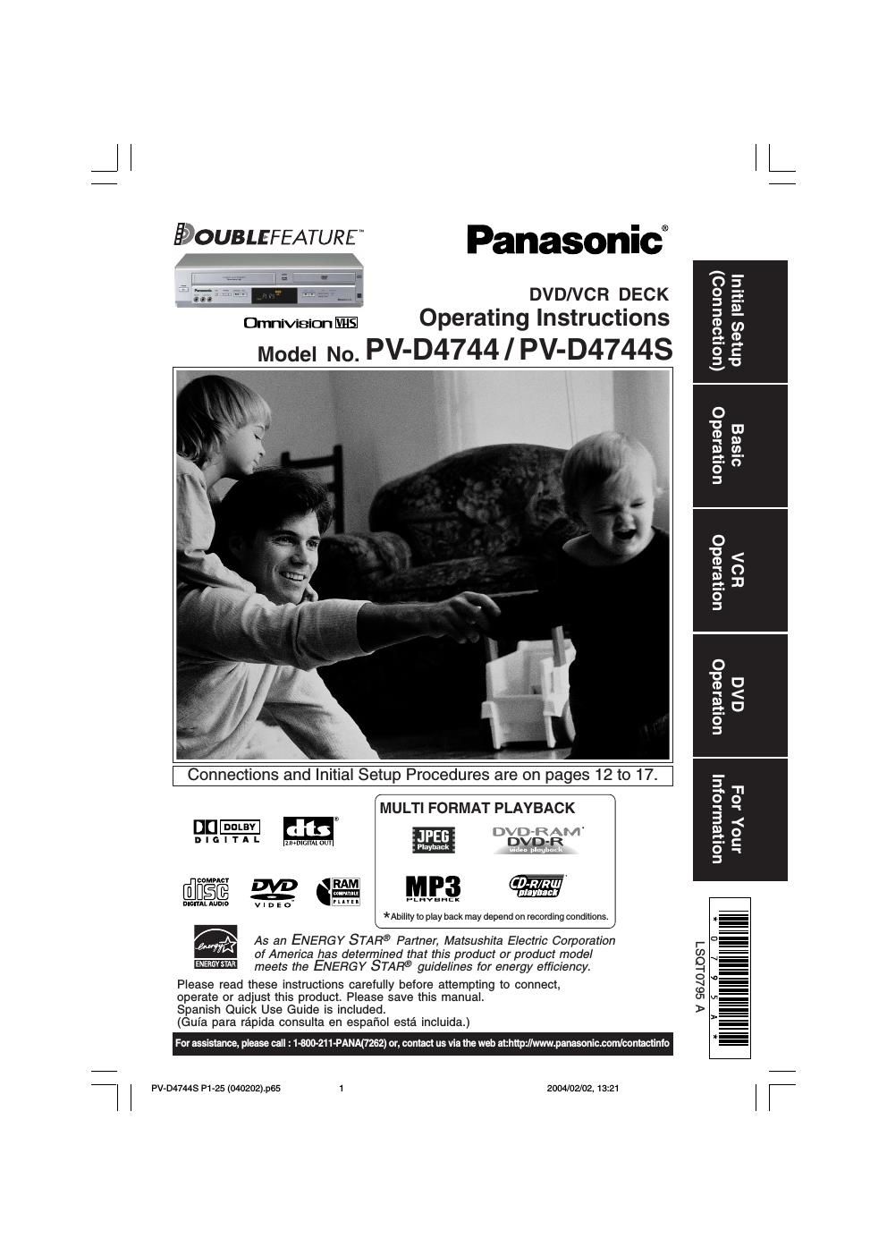 panasonic pv d 4744 owners manual