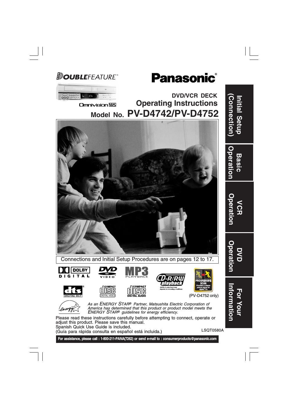 panasonic pv d 4752 owners manual