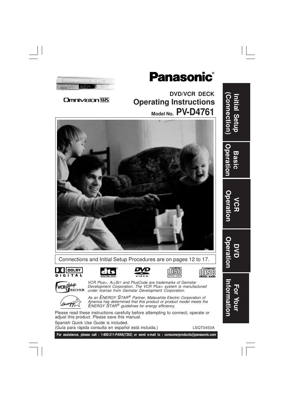 panasonic pv d 4761 owners manual