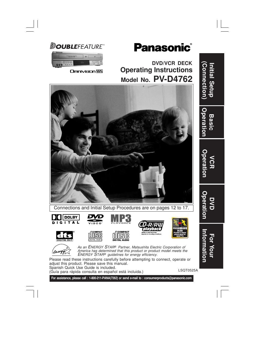 panasonic pv d 4762 owners manual