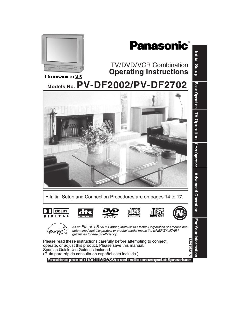 panasonic pv df 2002 owners manual