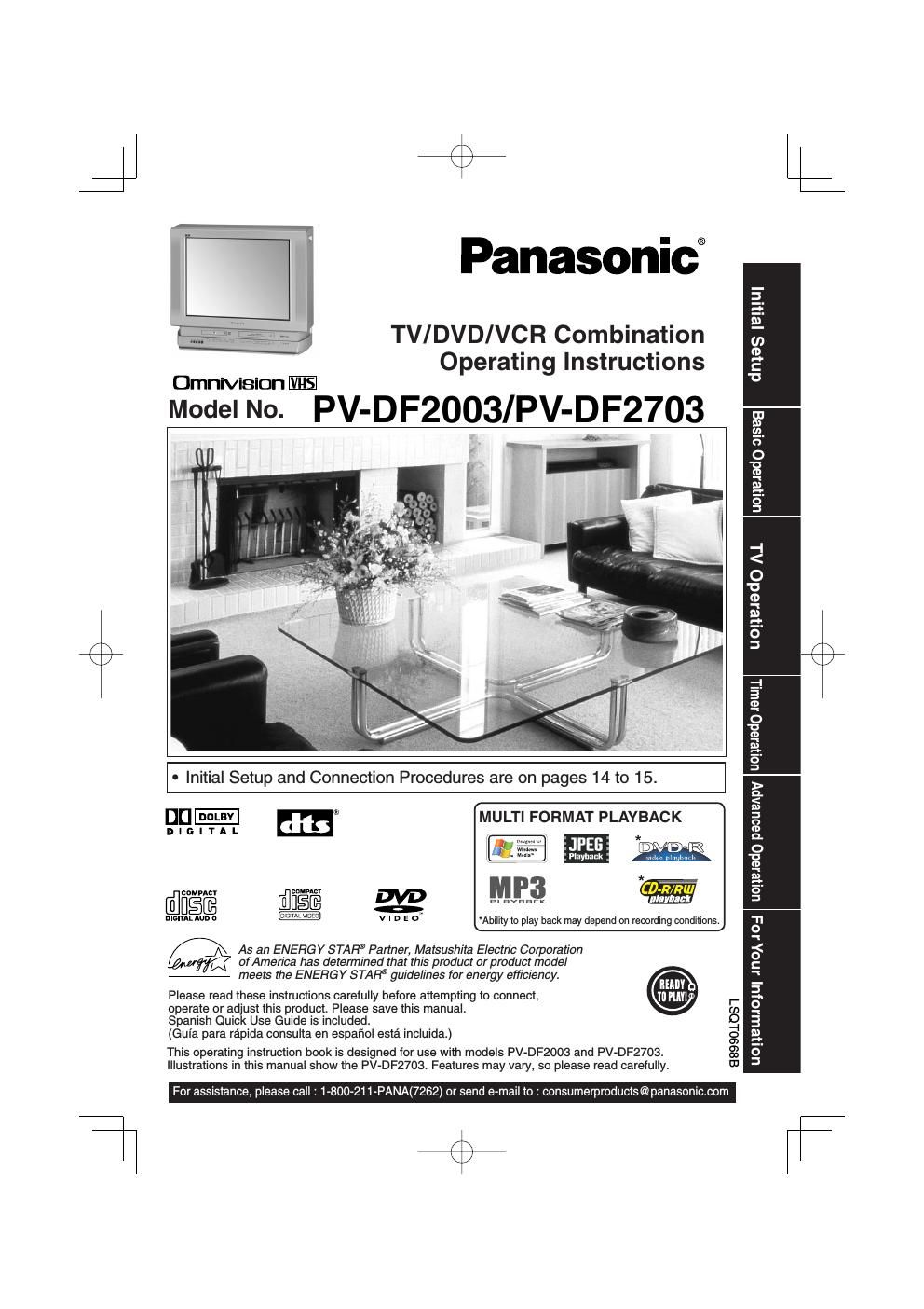 panasonic pv df 2003 owners manual