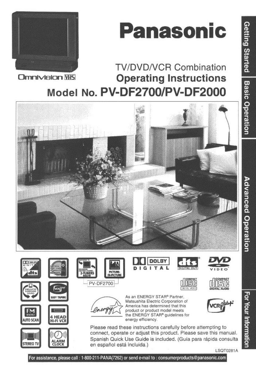 panasonic pv df 2700 owners manual