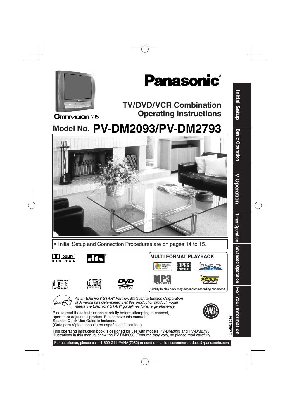 panasonic pv dm 2093 owners manual