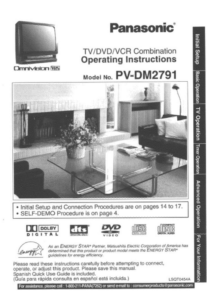 panasonic pv dm 2791 owners manual