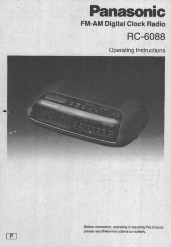 panasonic rc 6088 owners manual