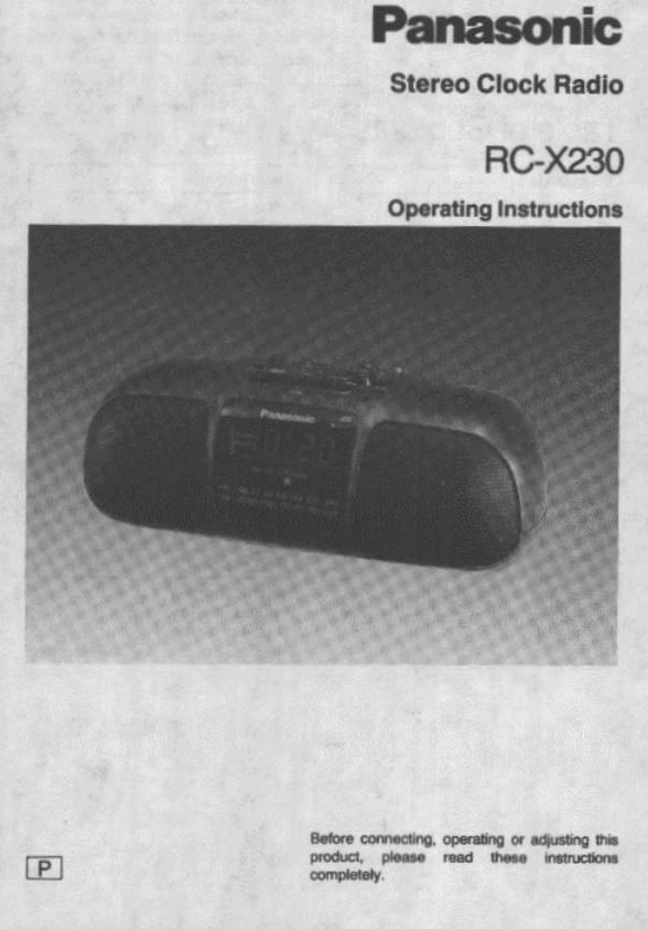 panasonic rc x 230 owners manual