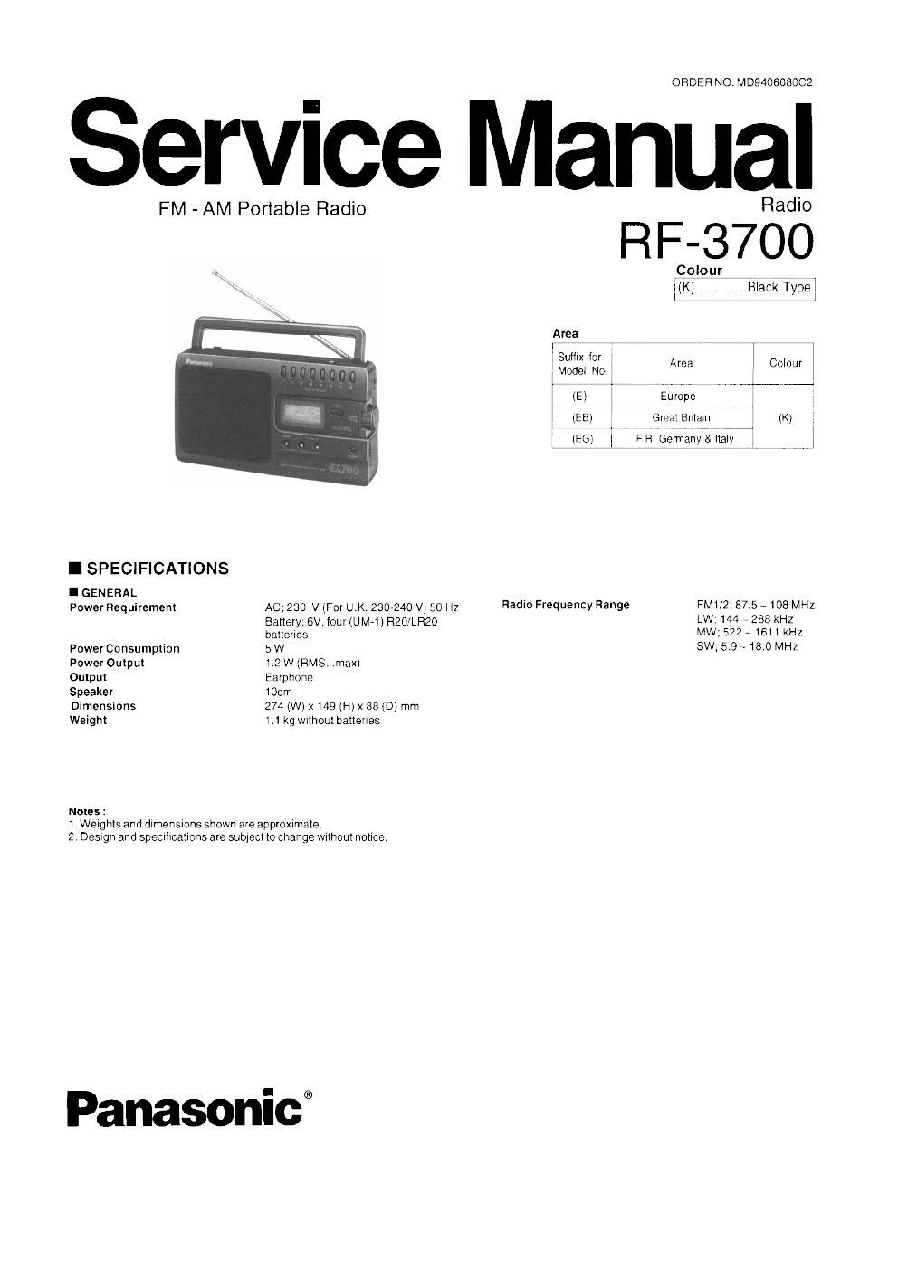 panasonic rf 3700