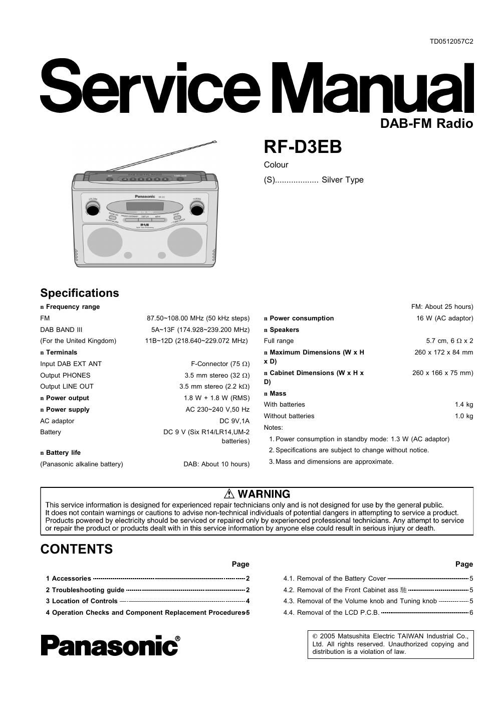 panasonic rf d 3 eb service manual