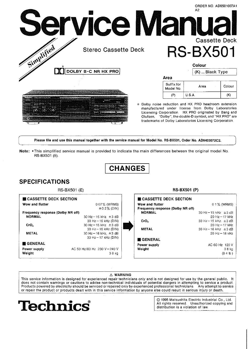 panasonic rs bx501 cass