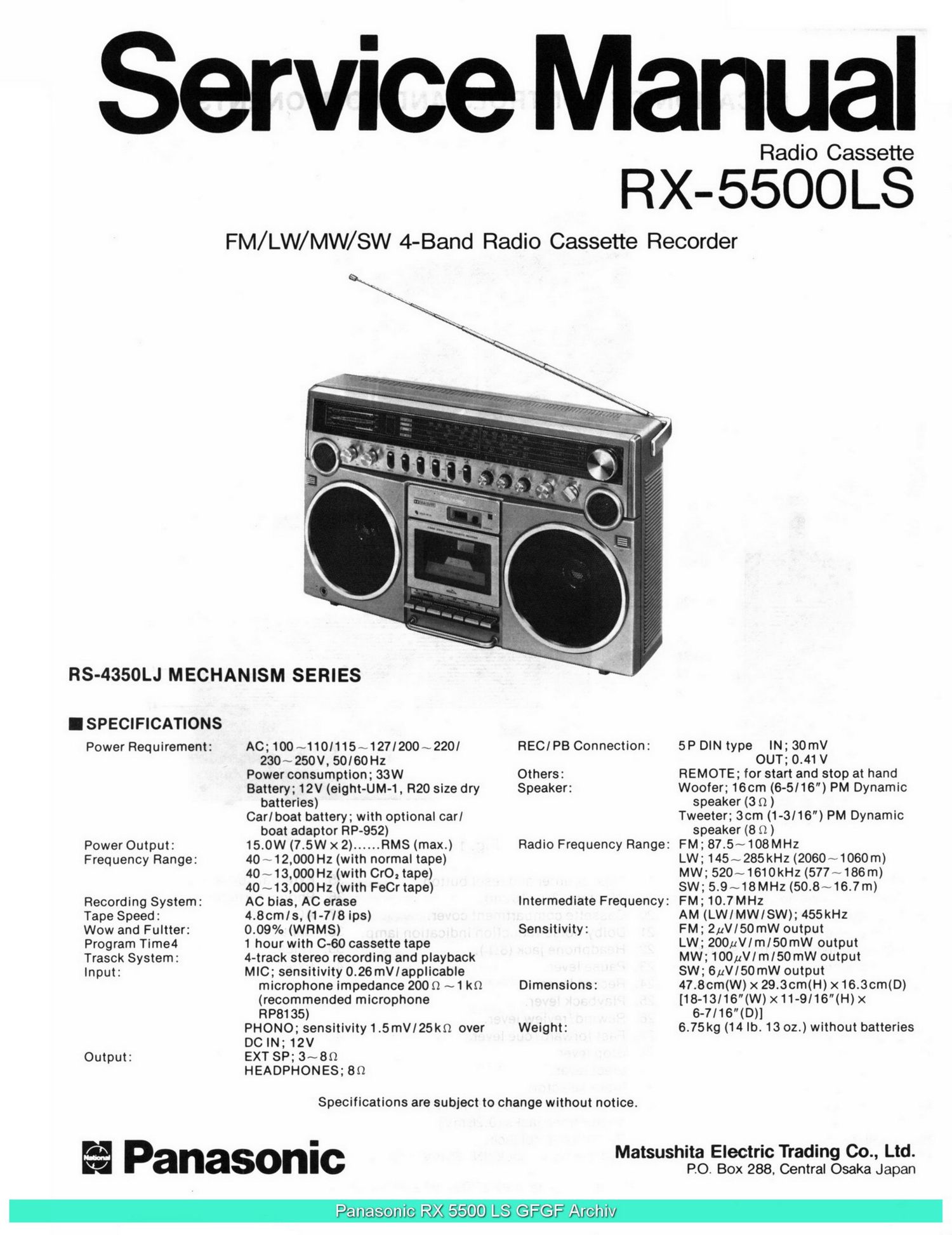 panasonic rx 5500ls sch