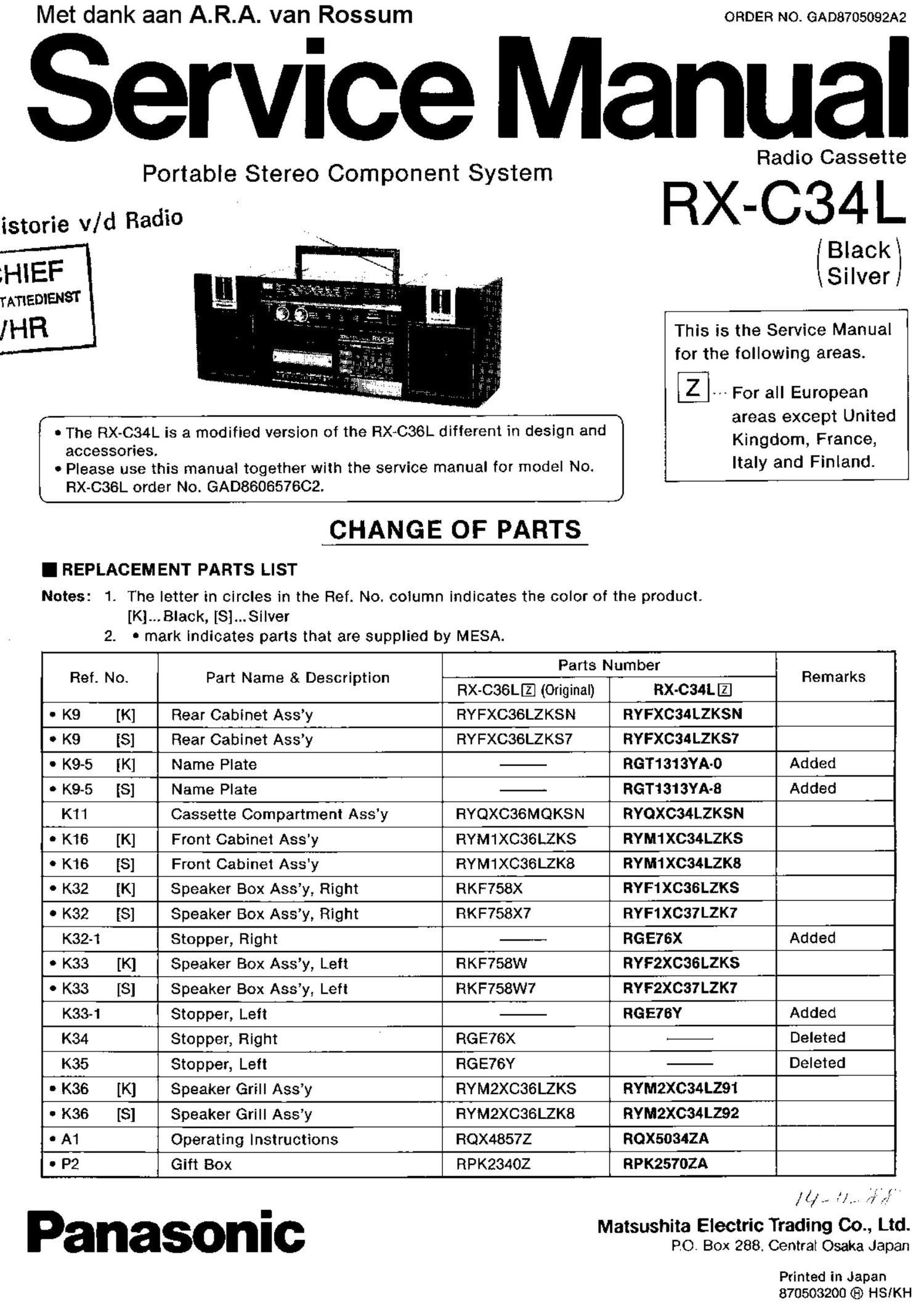 panasonic rx c34l