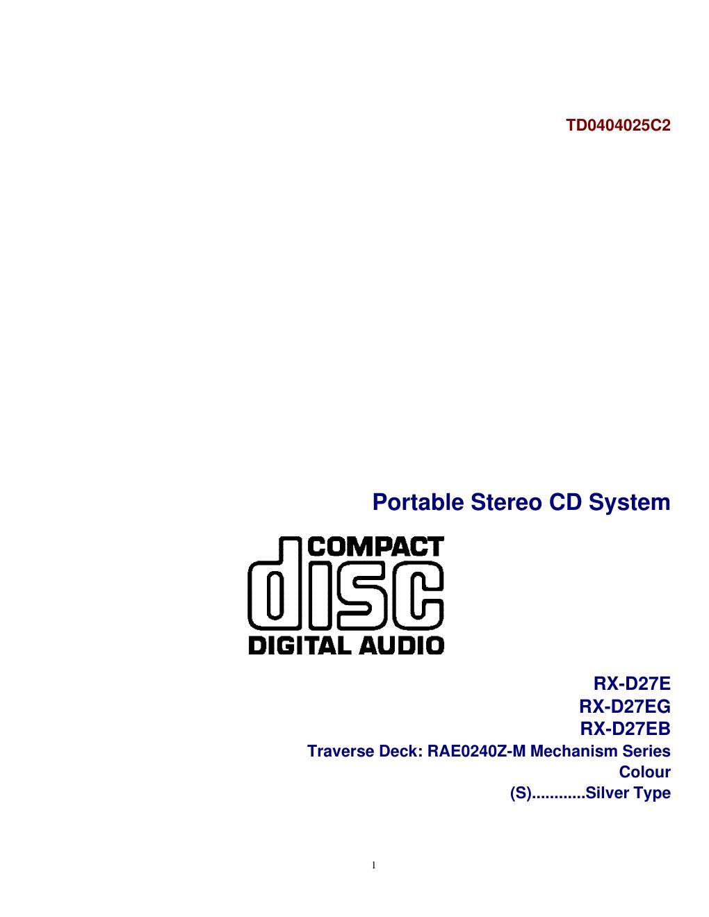 panasonic rx d 27 e service manual