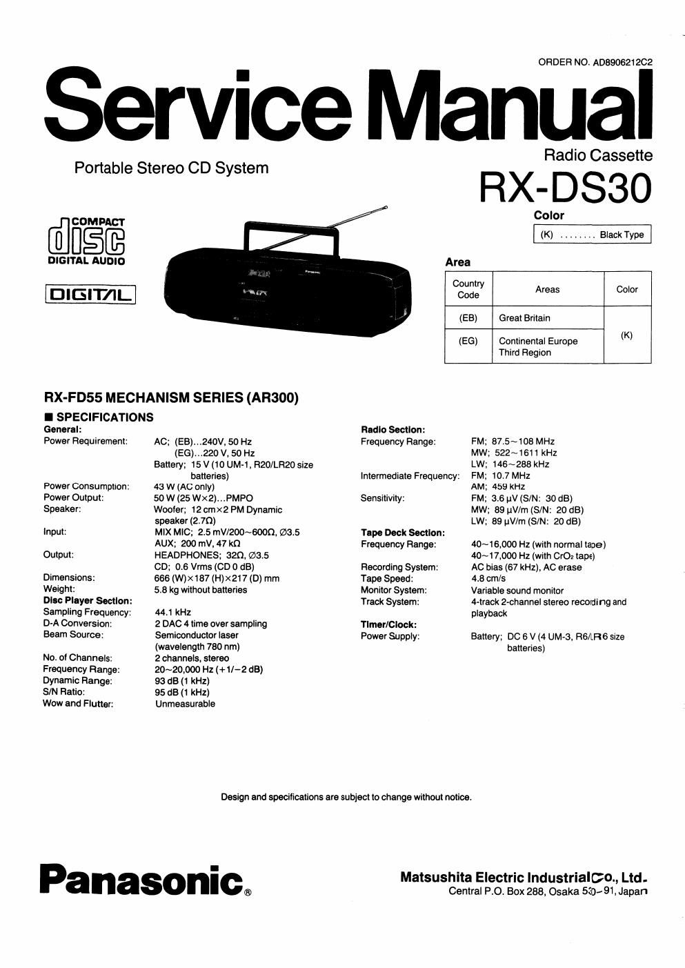 panasonic rx ds 30 service manual