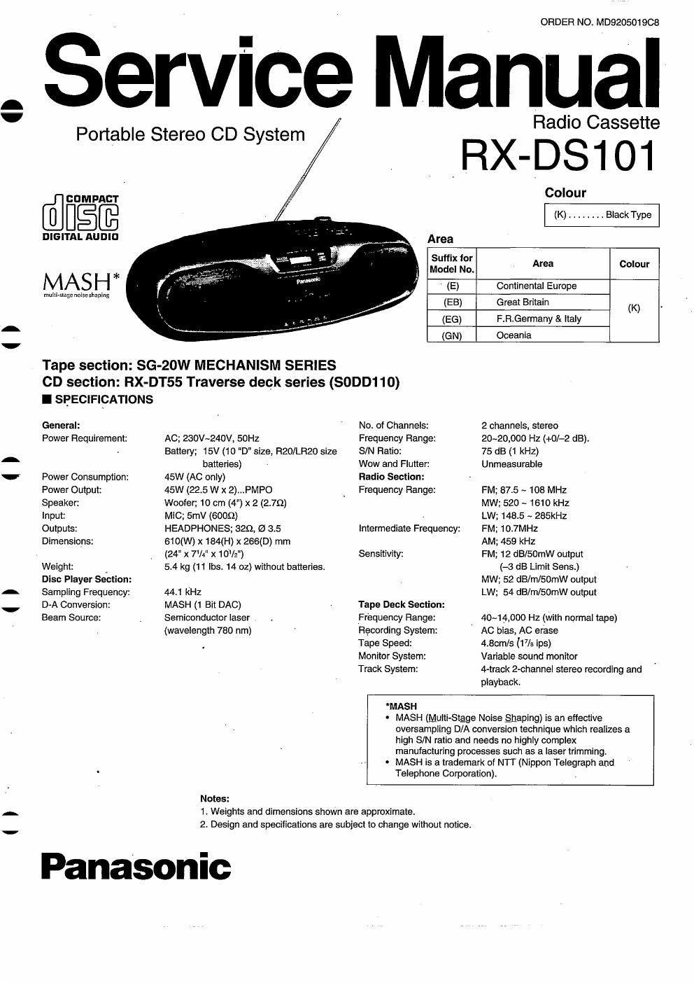 panasonic rx ds101 service en