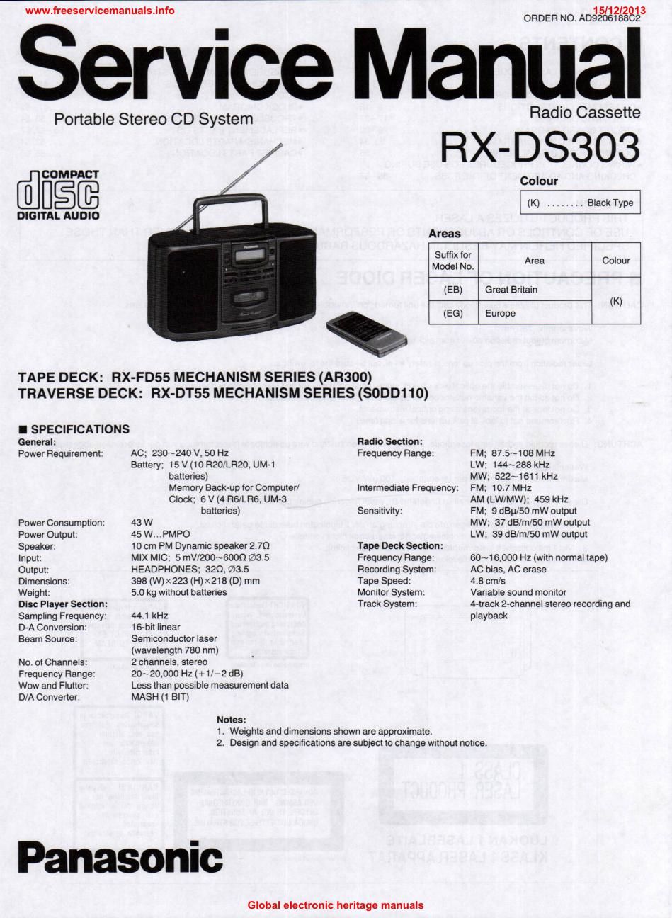 panasonic rx ds303 service manual