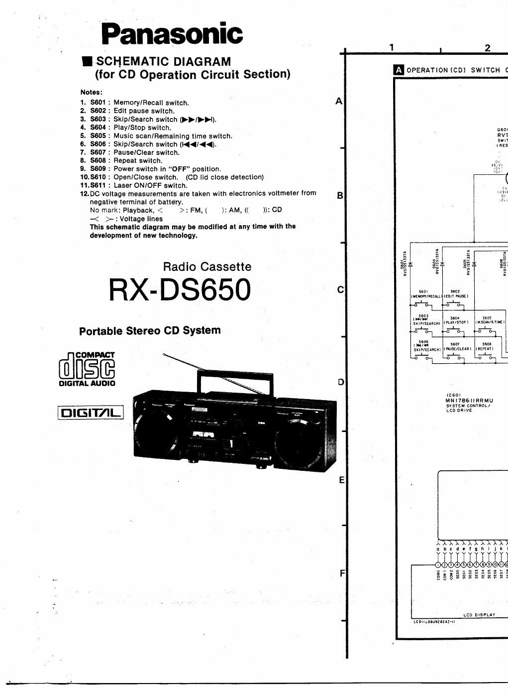 panasonic rx ds650 schematics