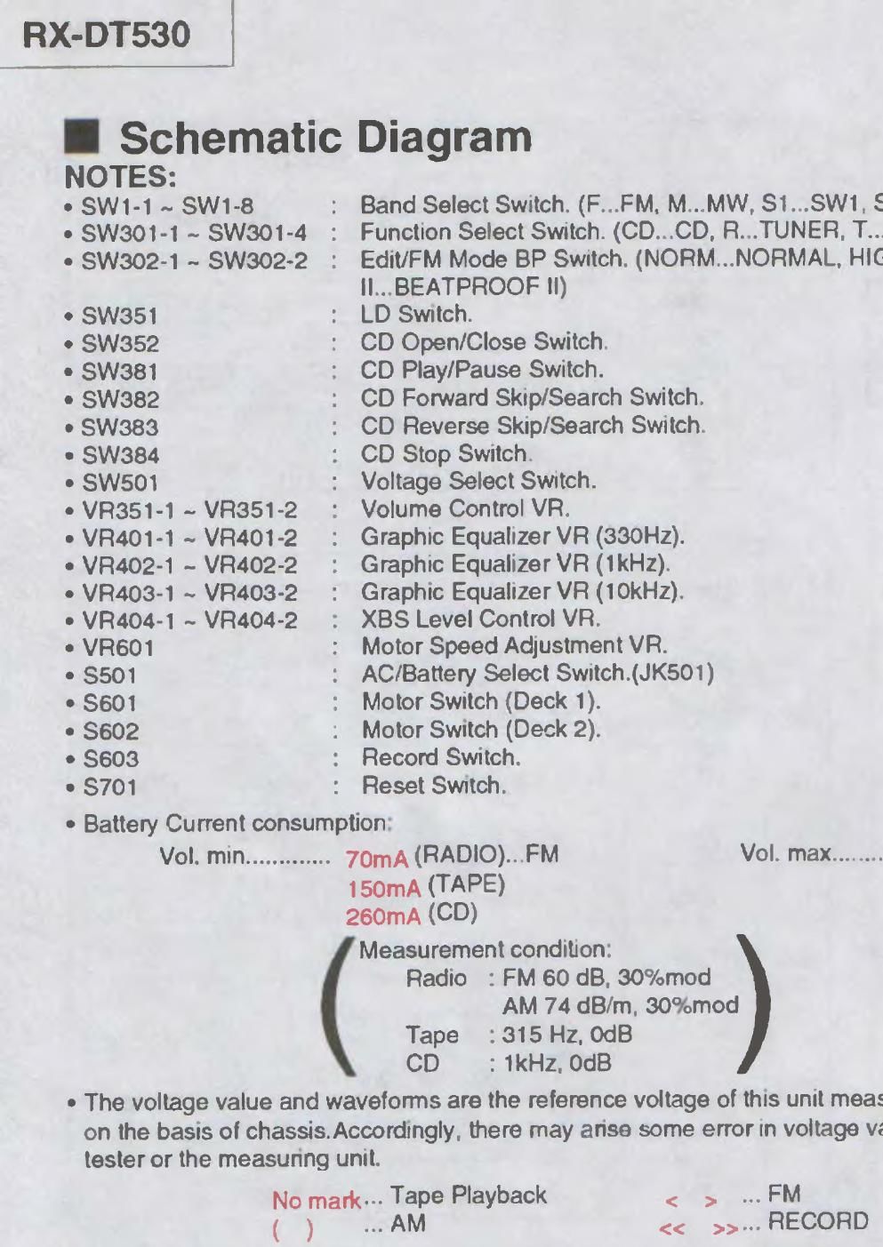 panasonic rx dt 530 schematic