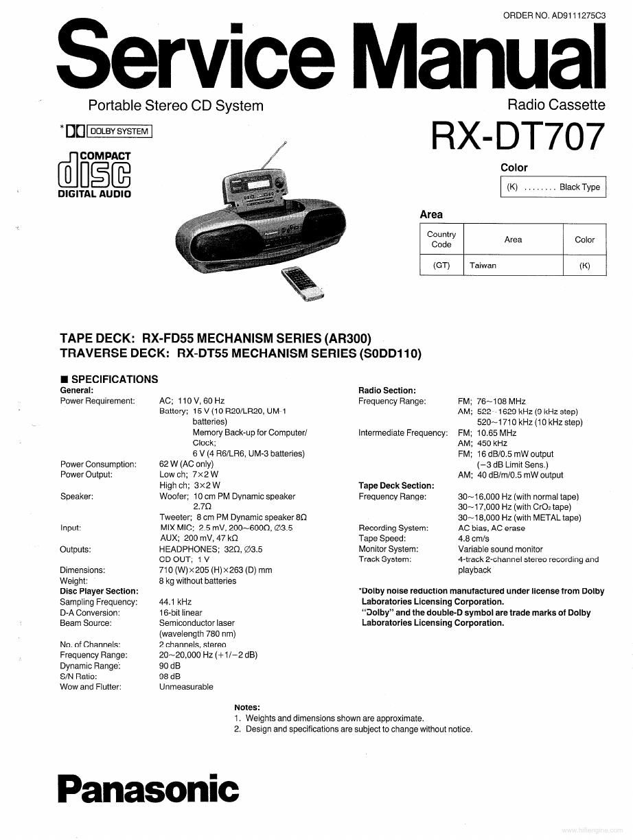 panasonic rx dt707 service alt scan en