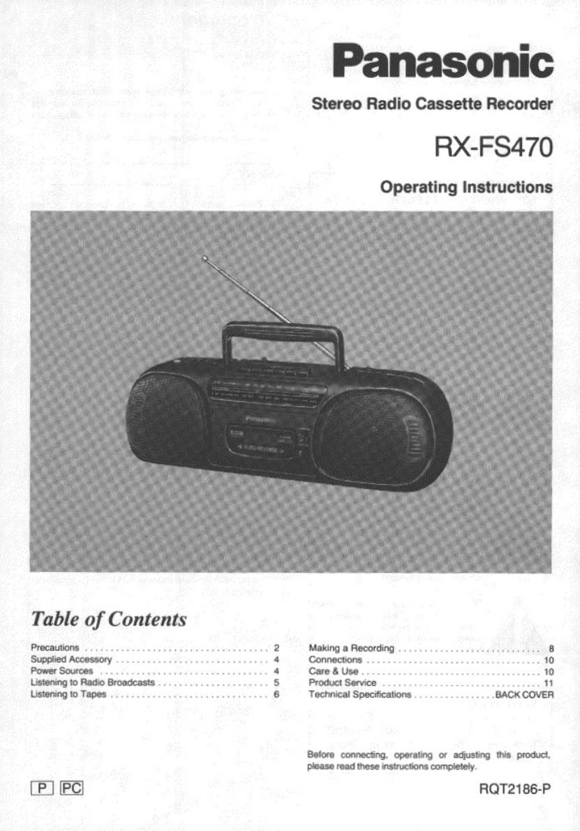 panasonic rx fs 470 owners manual