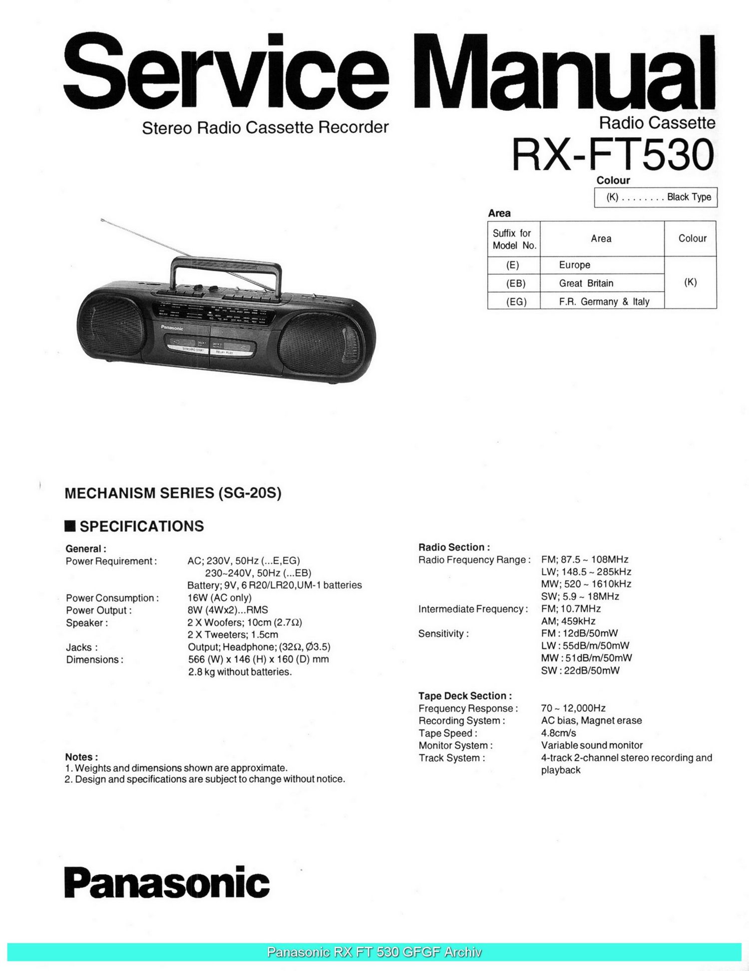 panasonic rx ft530 sch