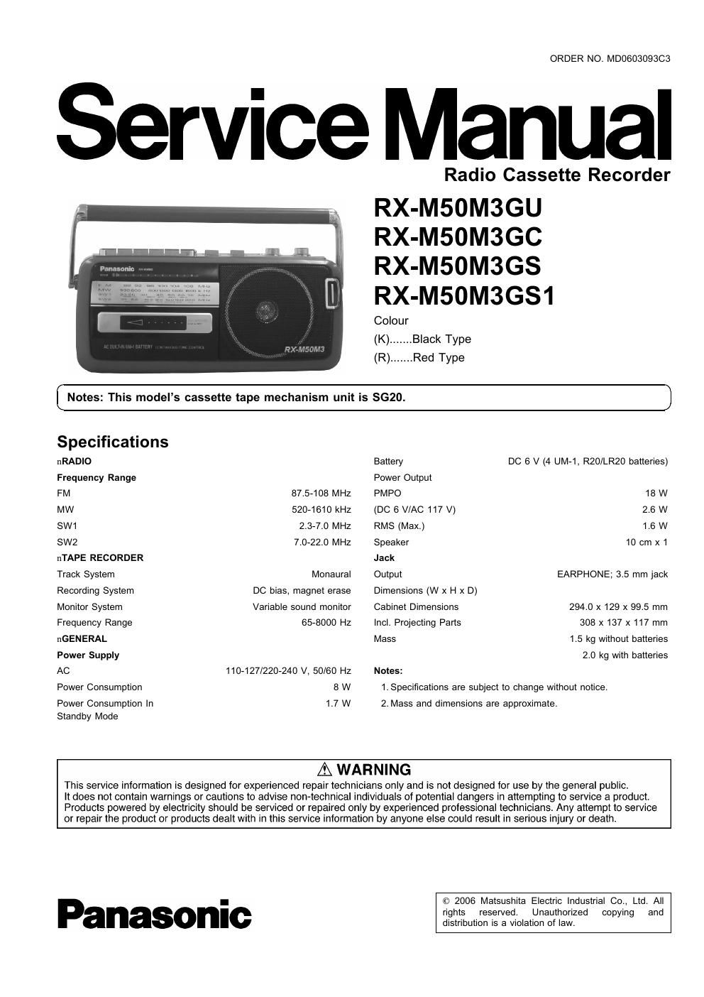 panasonic rx m 50 m 3 service manual