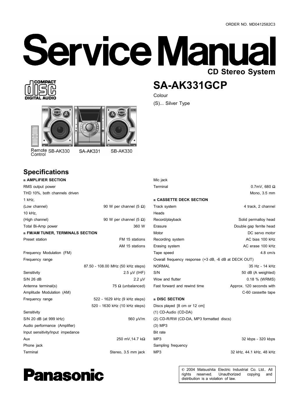 panasonic sa ak 311 gcp service manual