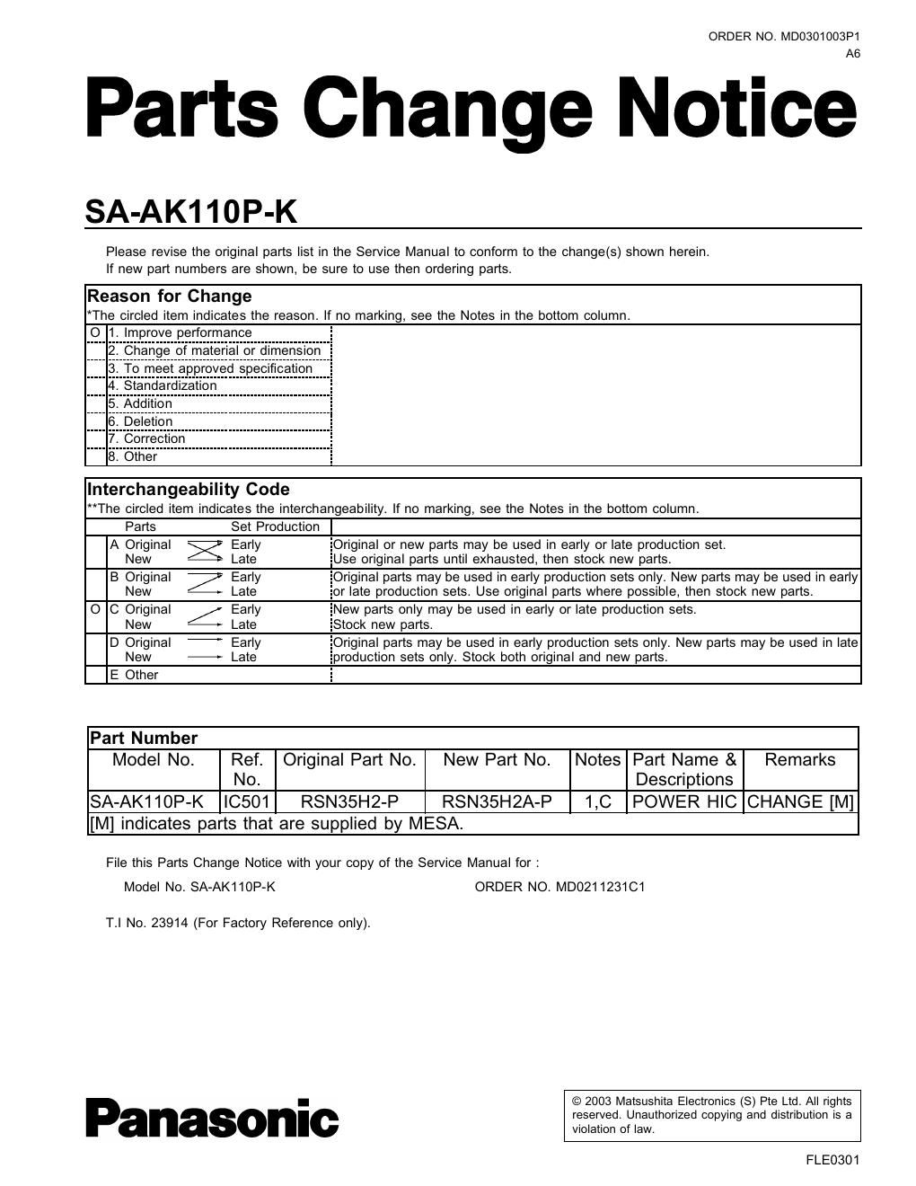 panasonic sa ak110p