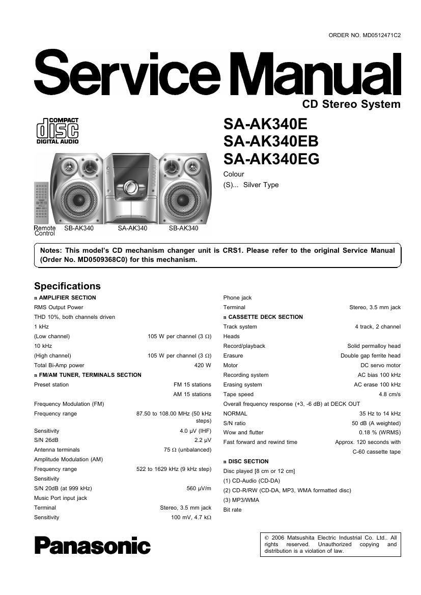 panasonic sa ak340e