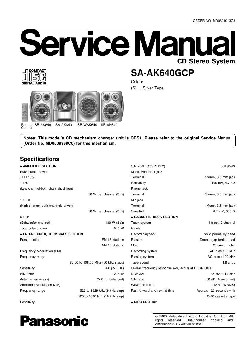 panasonic sa ak640gcp audio