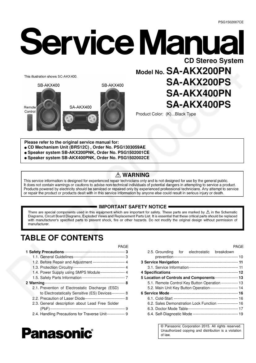 panasonic sa akx200 sa akx400 sm