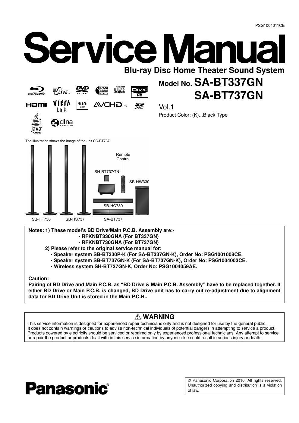 panasonic sa bt 337 gn service manual