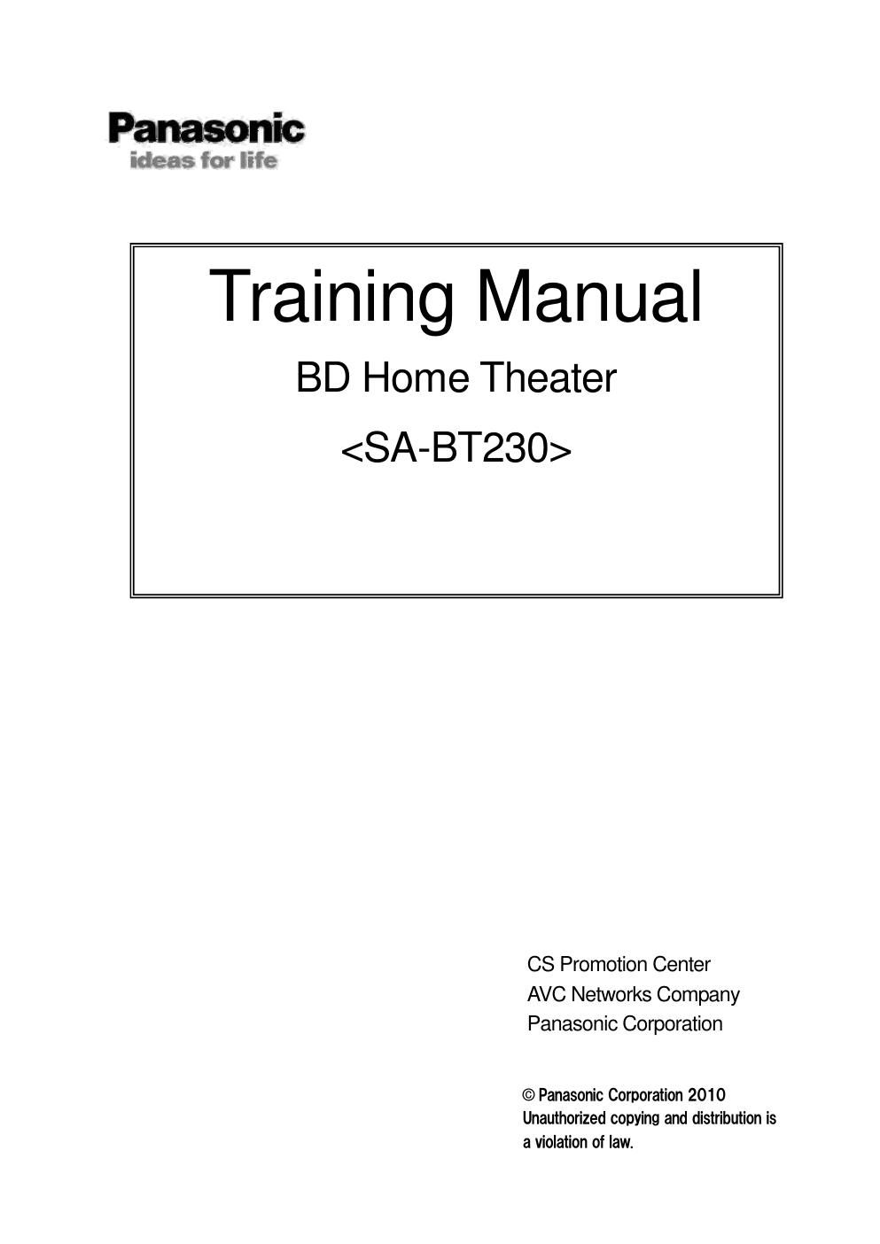 panasonic sa bt230 training manual