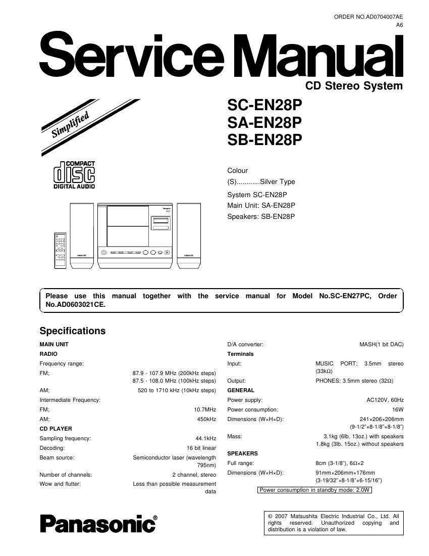 panasonic sa en28 ssm