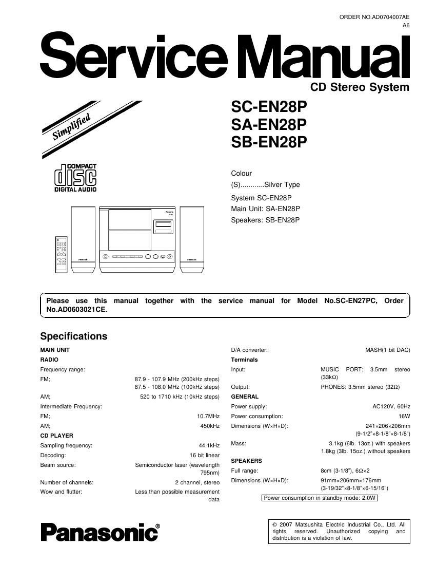 panasonic sa en28 ssm