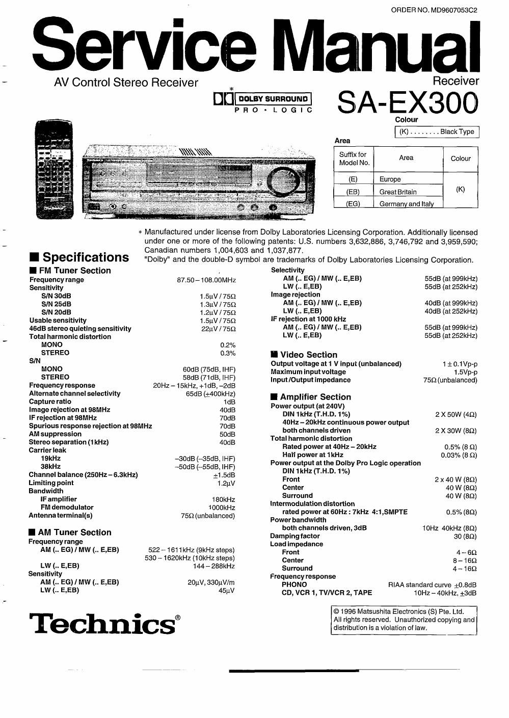 panasonic sa ex 300 service manual