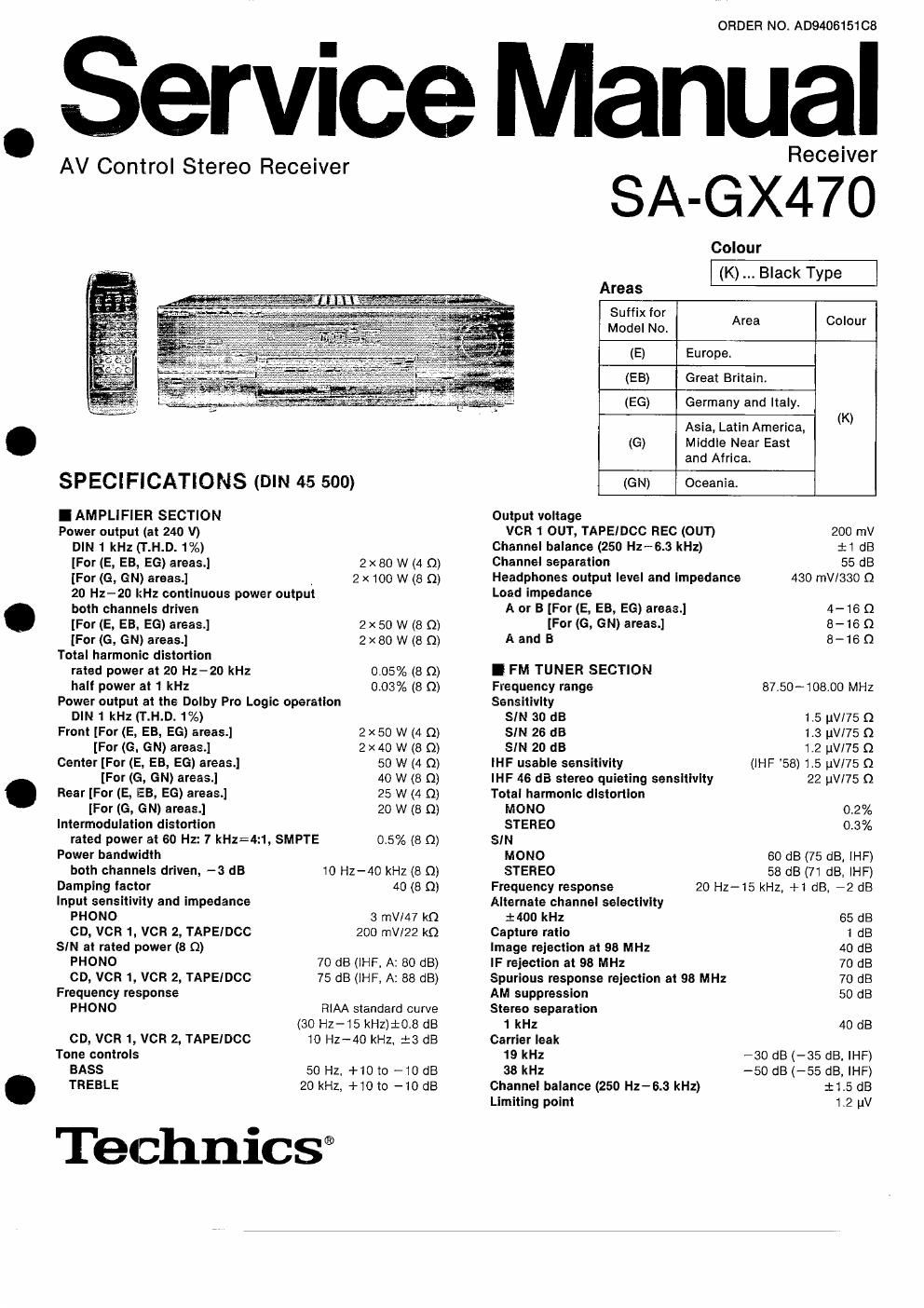 panasonic sa gx 470 service manual