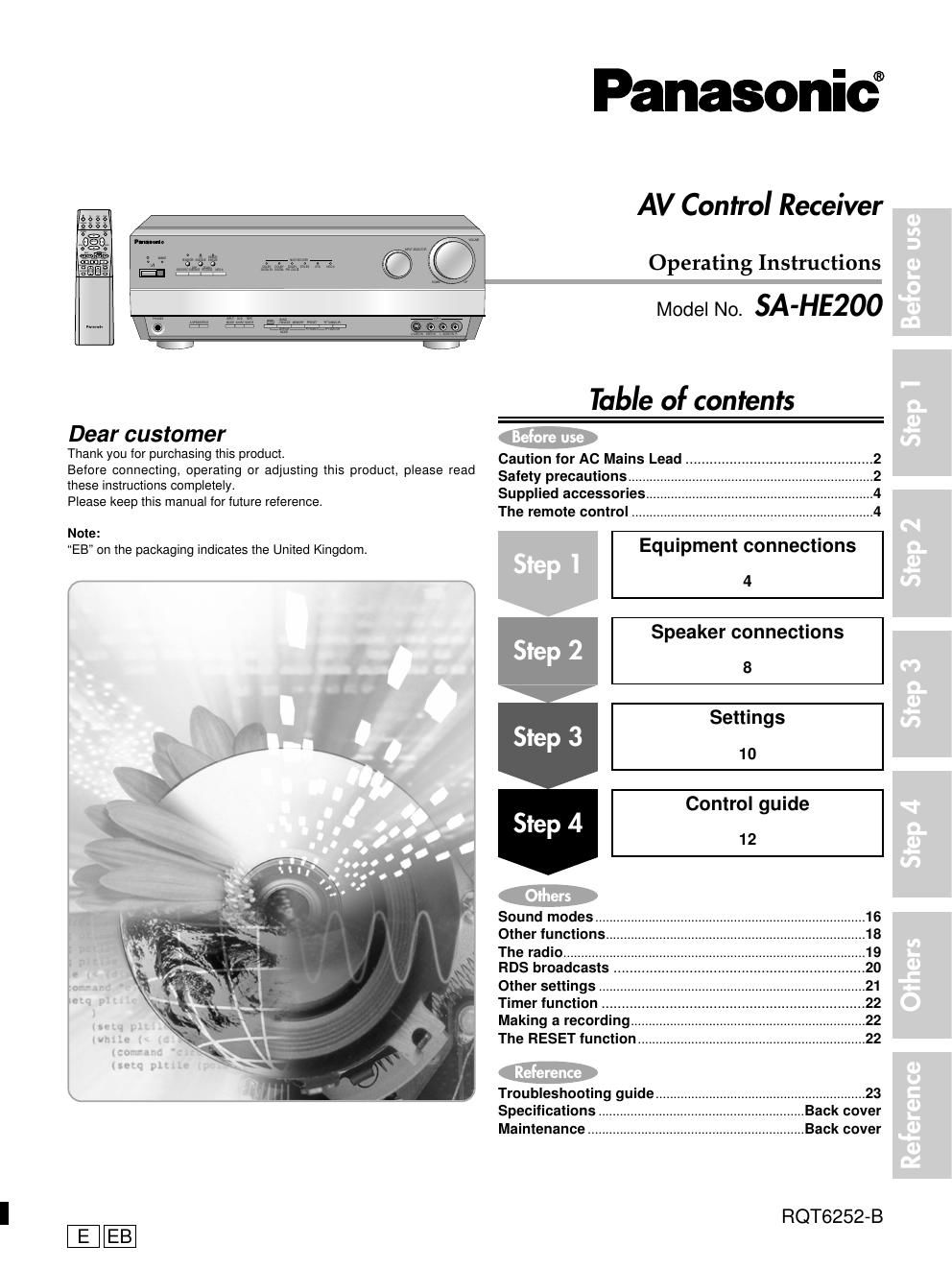 panasonic sa he 200 ks owners manual