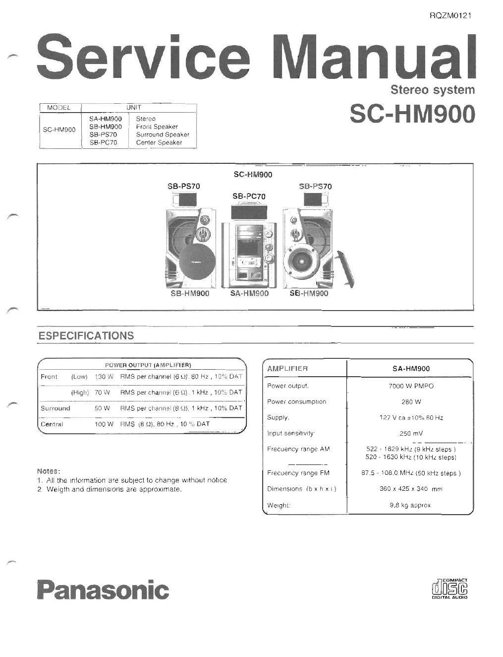 panasonic sa hm900 service manual