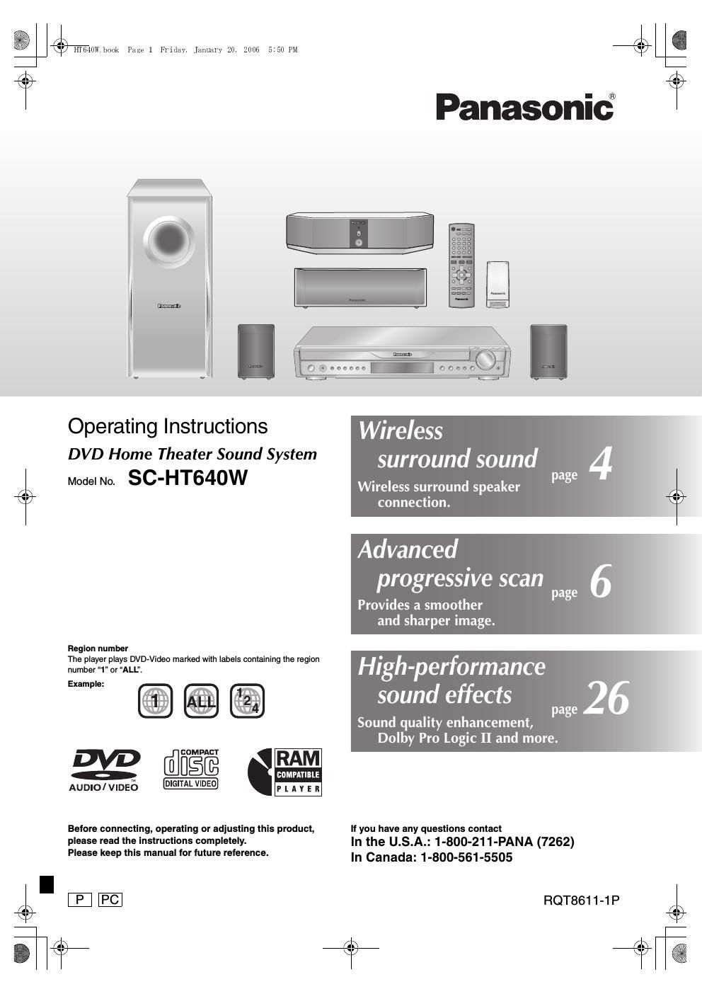 panasonic sa ht 640 owners manual