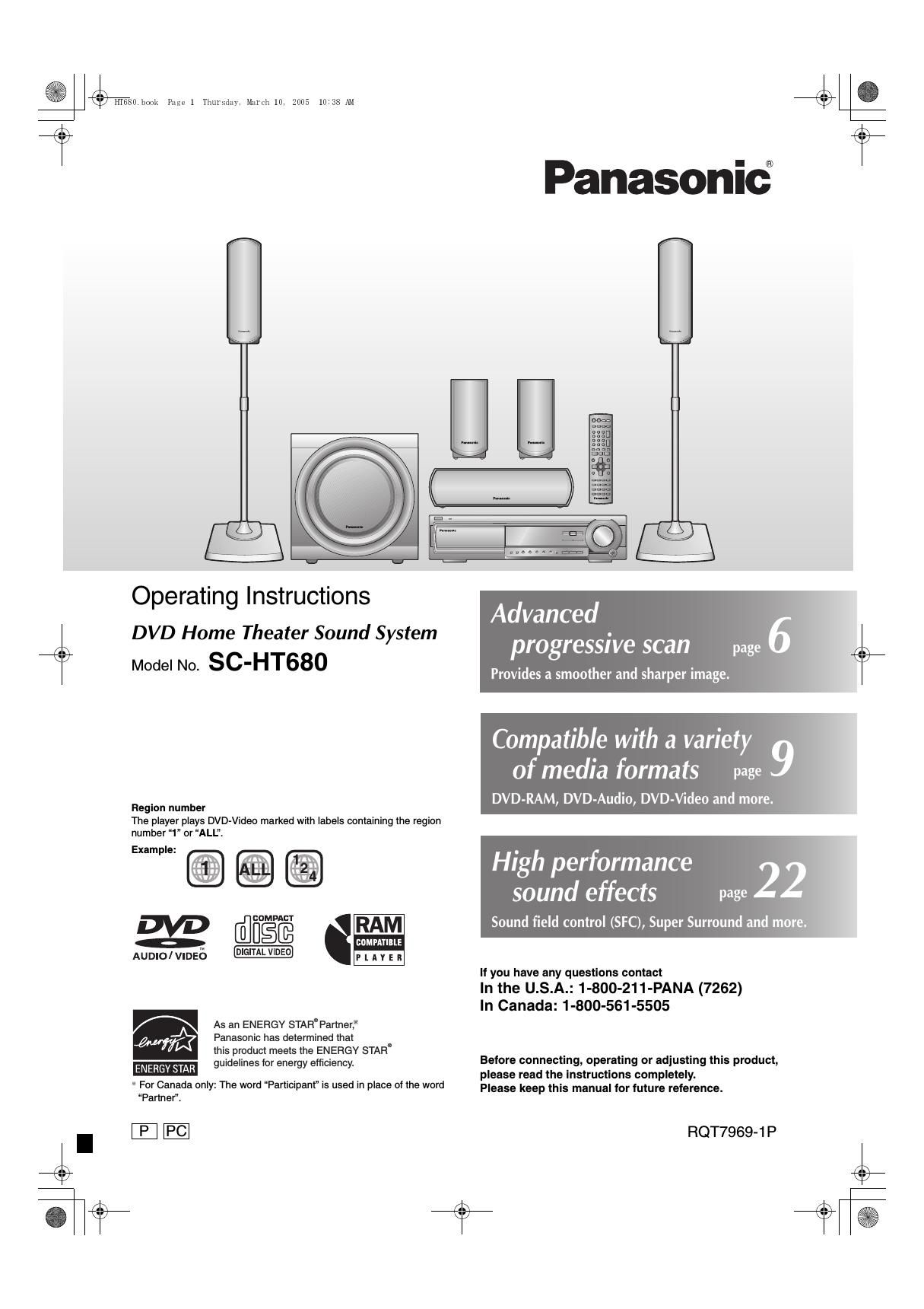 panasonic sa ht 680 owners manual