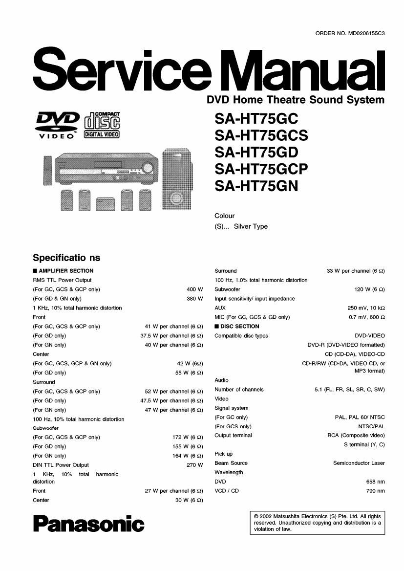 panasonic sa ht75g