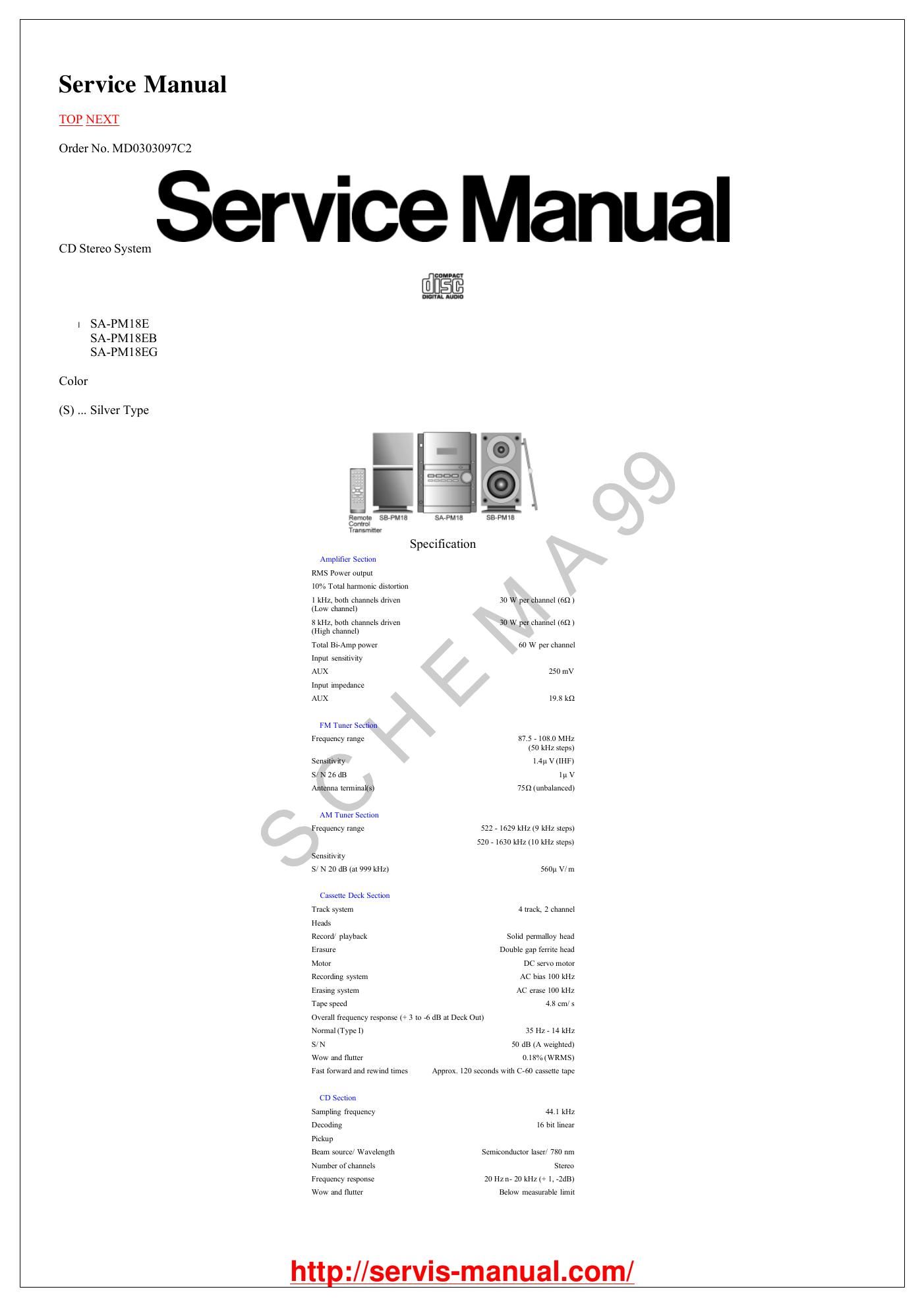 panasonic sa pm 18 e service manual