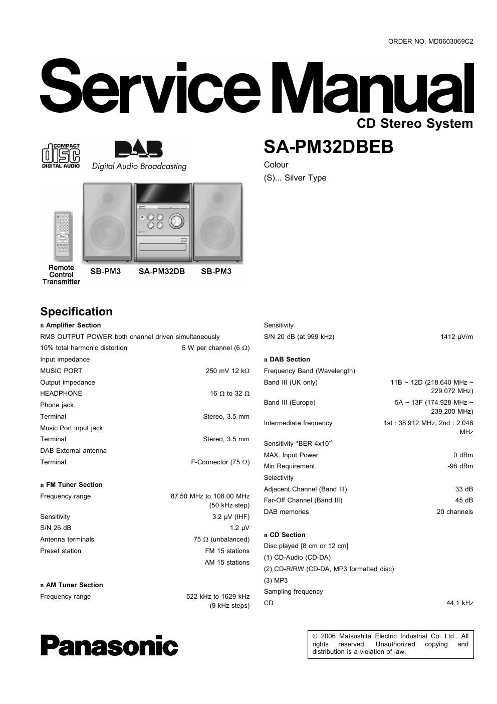 panasonic sa pm 32 dbeb service manual