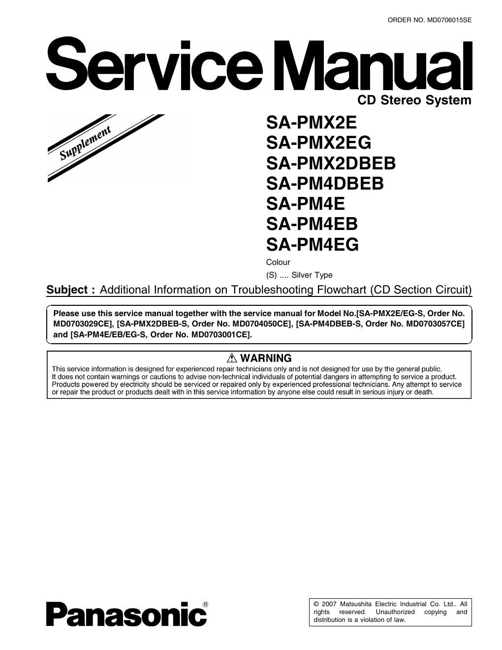 panasonic sa pm 4 eb service manual
